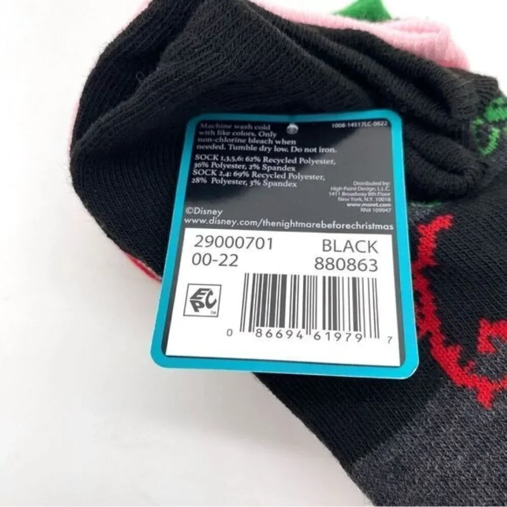 Disney Nightmare Before Christmas Women's No Show Socks 6 Pairs New
